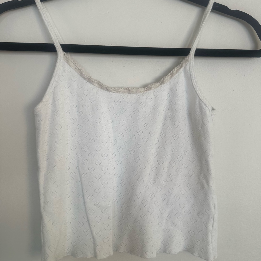 Brandy Melville White‎ Heart Knit Cami Tank One Size - Picture 5 of 5